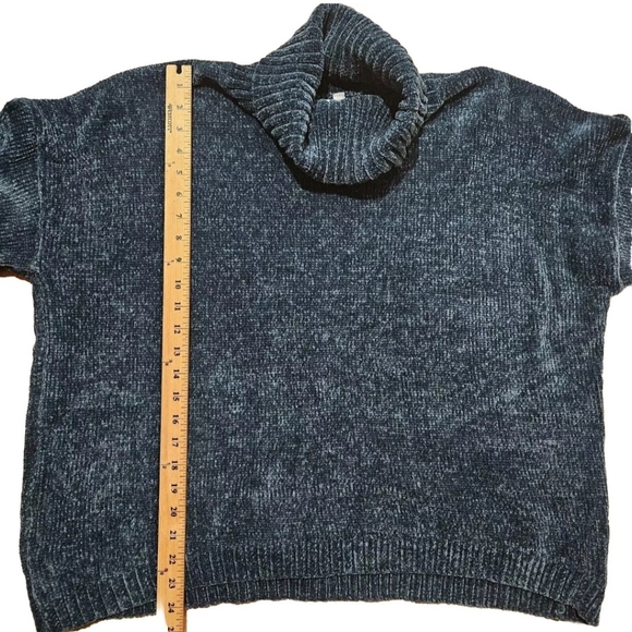 Time & Tru Cowl Neck Sweater Size XXL Blue-Green NWT Soft Chunky Knit - Picture 4 of 8